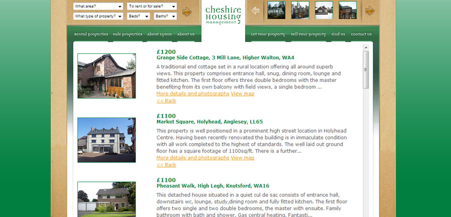 Cheshire Housing rental properties page