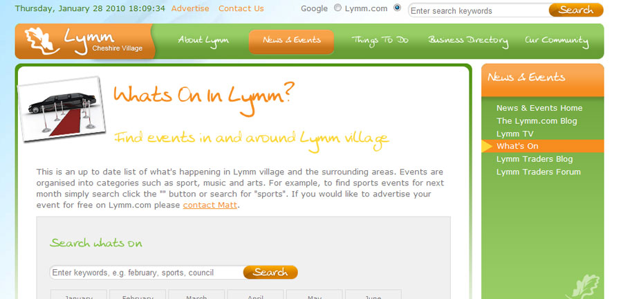 Lymm Events listings