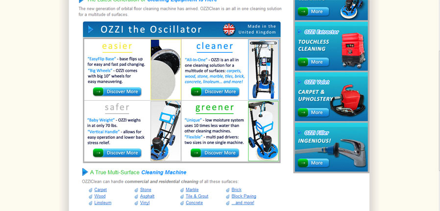 UK Cleaning Systems OZZIClean page